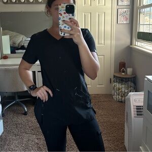 Scrubstar Black V-Neck Scrub Top